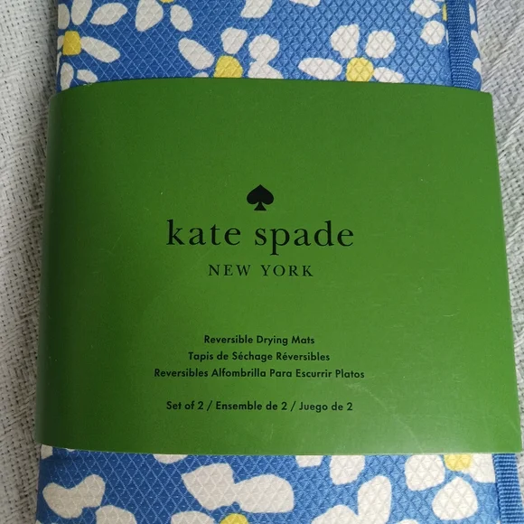 Kate Spade New York Set of 2 Floral Reversible Drying Mats - Picture 2 of 5